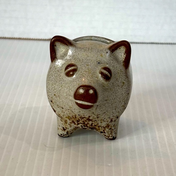Vtg David Stewart Lions Valley Stoneware Pig Ceramic Planter Toothpick Holder - Picture 1 of 9